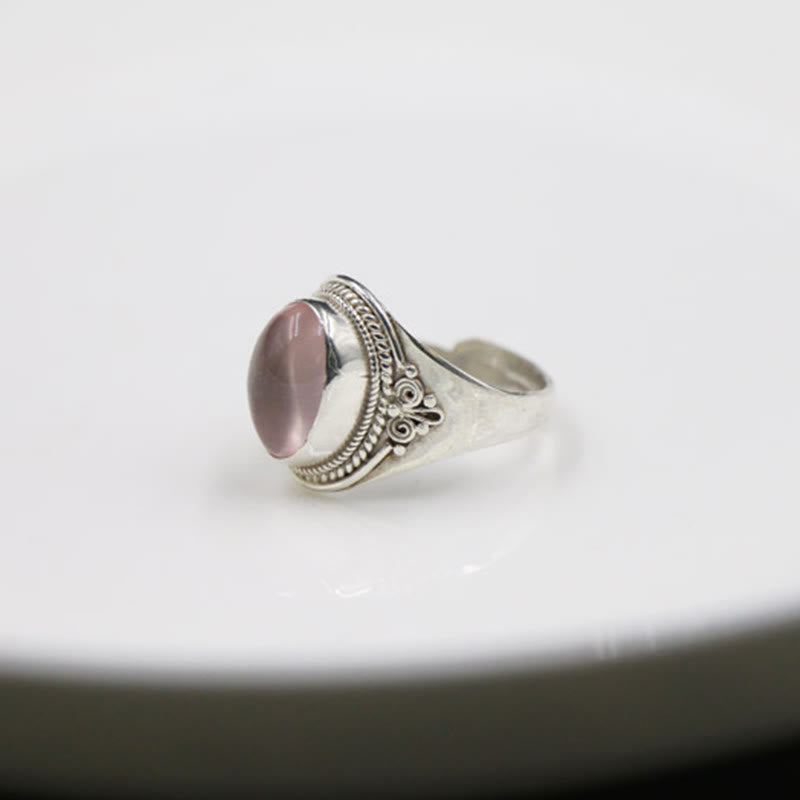 925 Silber Ring mit Rosenquarz Stein für Energie und Harmonie
