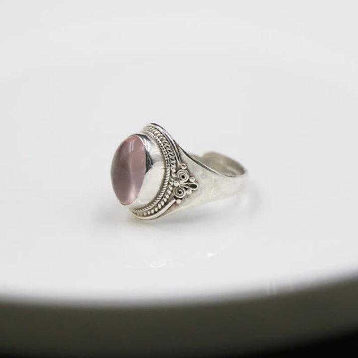 925 Silber Ring mit Rosenquarz Stein für Energie und Harmonie