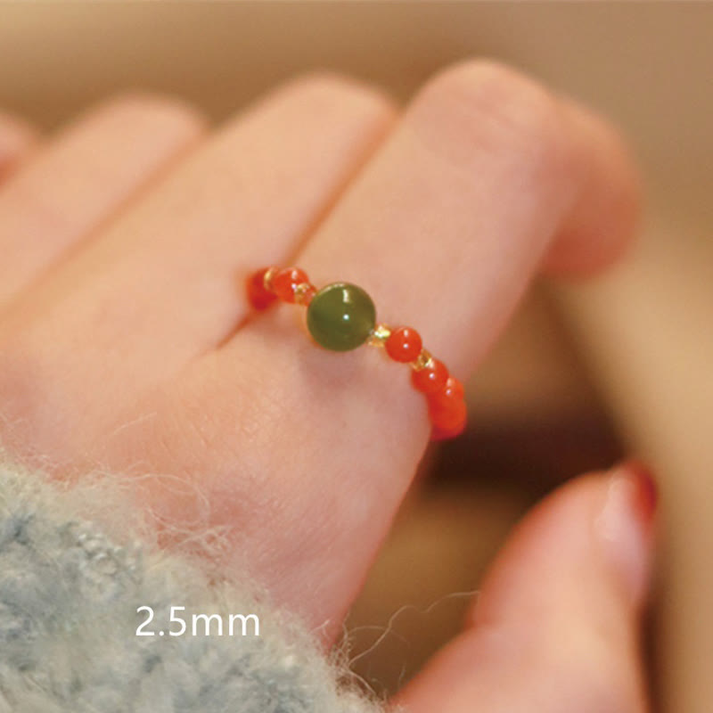 Ring 925 Silber Hetian Jade Achat – Wohlstand
