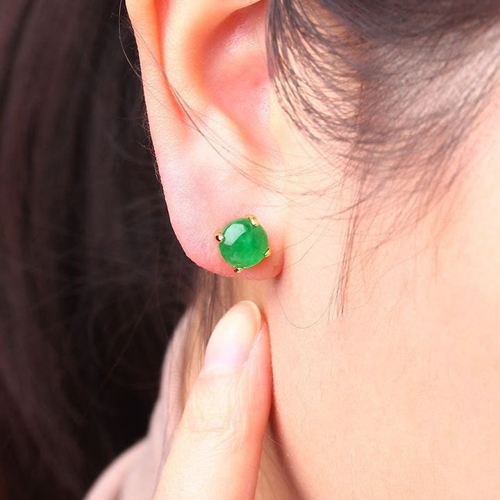 Jade Ohrringe 925 Silber getragen Fülle Boho Schmuck spirituell Ohrstecker