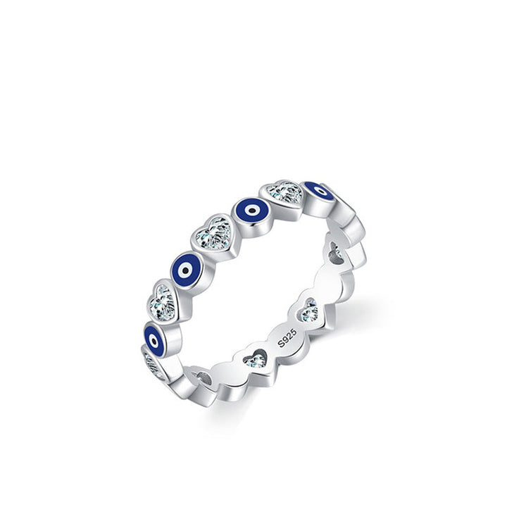 925er Silber Ring mit Böser Blick Herz Zirkonia Segen