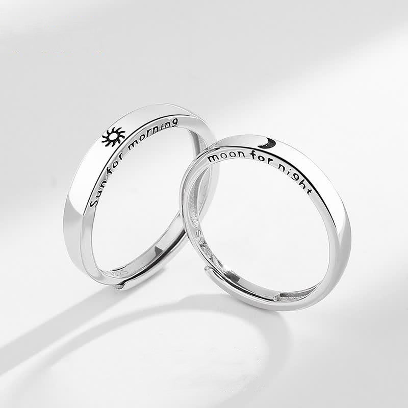 Ring 925 Silber Sonne Mond Schutz Partner Ringe graviert elegant