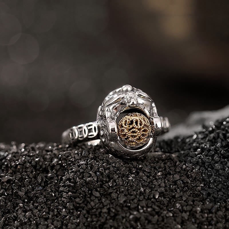 Pixiu Ring 925er Silber Kupfermünze Fengshui Wohlstand Glück