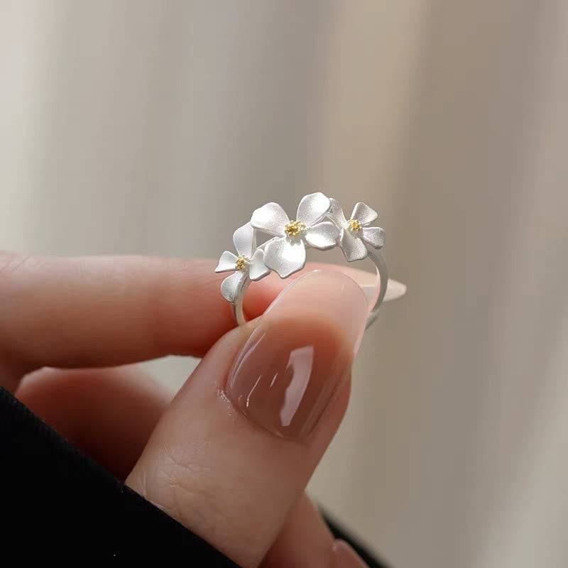 Ring 925 Silber Gardenie Design für Schutz und spirituelle Harmonie