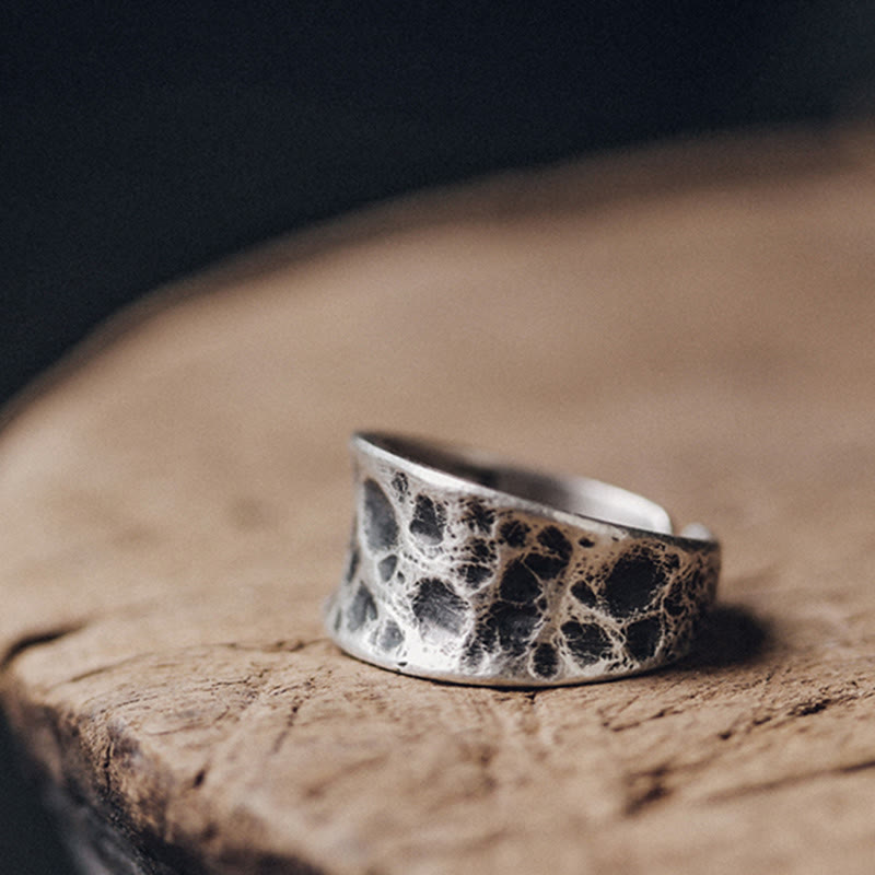 Strukturierter Ring 925 Silber Relief Design für Schutz Glück