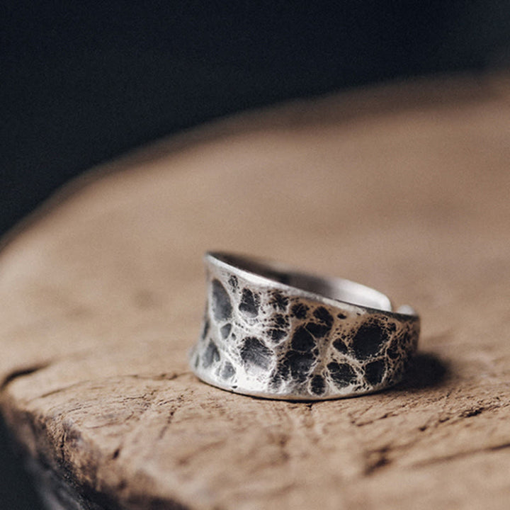 Strukturierter Ring 925 Silber Relief Design für Schutz Glück