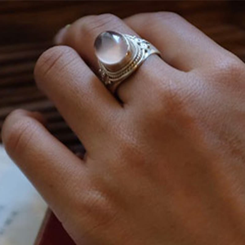 Ring 925 Silber Rosenquarz – Energie getragen Hand Harmonie