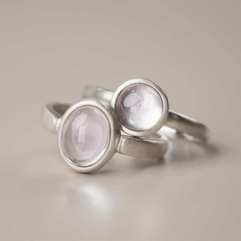 Ring 925 Silber Rosenquarz zwei Steine Fengshui Schutz Glück Schmuck