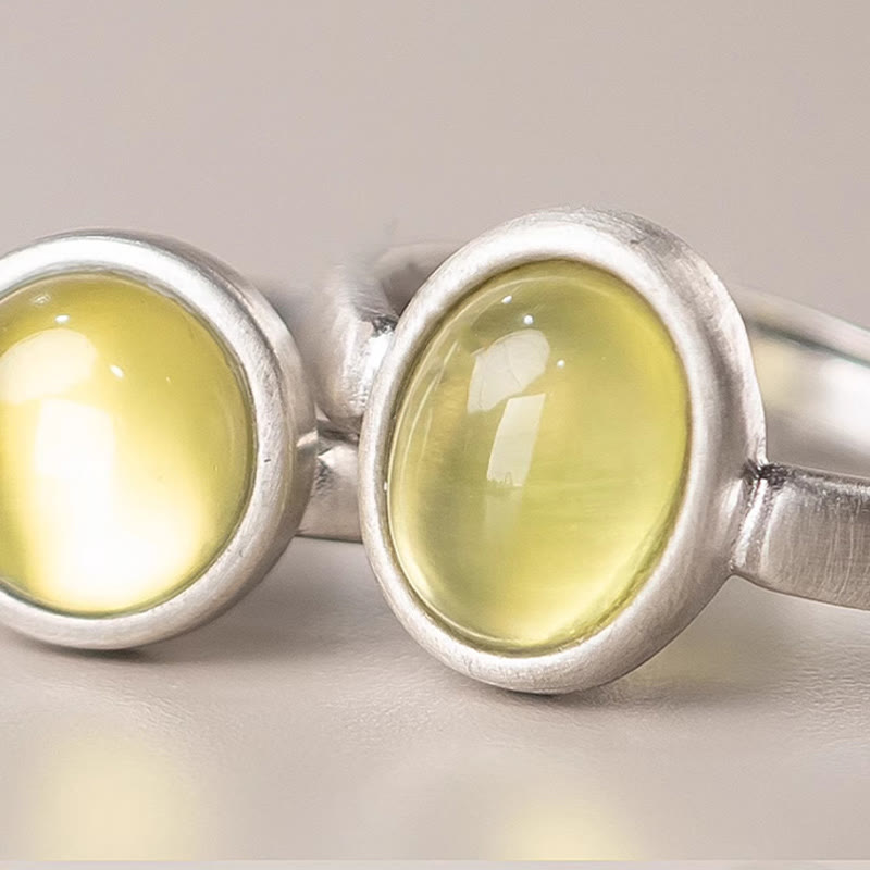 Ring 925 Silber Prehnit Citrin Steine Glück Schutz Energie