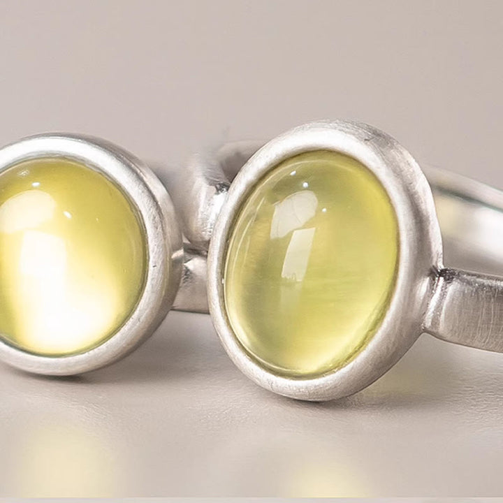 Ring 925 Silber Prehnit Citrin Steine Glück Schutz Energie