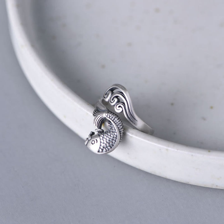 Ring 925 Silber Koi Fisch Glück Wohlstand Feng Shui Schmuck