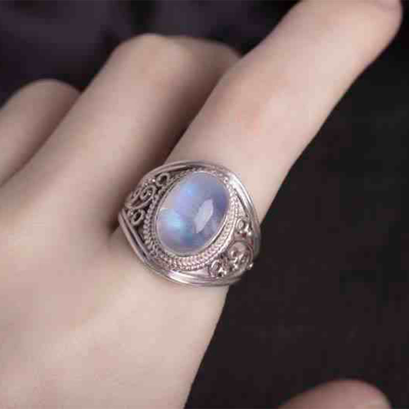 Ring 925 Silber Mondstein Heilung Energie Schutz Kraft Glück Fingerring