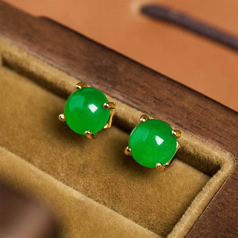 Jade Ohrringe 925 Silber grün Ohrstecker Schmuckschatulle spirituell Fülle