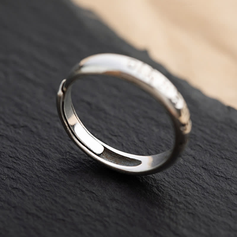 Glänzender Ring 925 Silber Om Mani Padme Hum Liebe Frieden