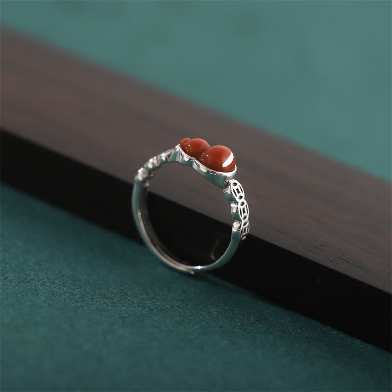 925er Silber Ring mit Rotem Achat Kalebasse für Selbstakzeptanz