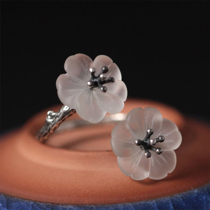 925 Silber Ring Pflaumenblüte Schutz Harmonie Energie Blütenring