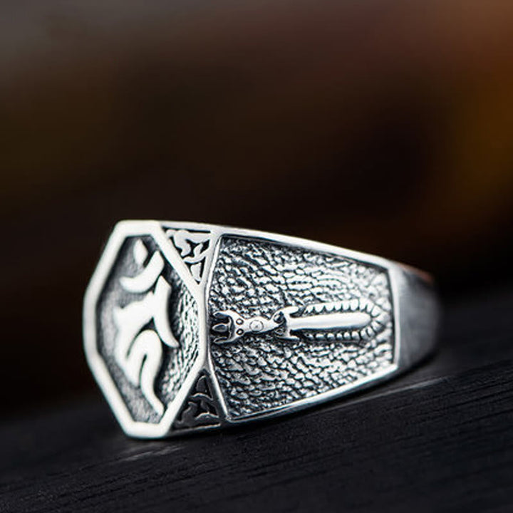 925 Silber Ring Drachen Sanskrit-Design Schutz Kraft Amulett