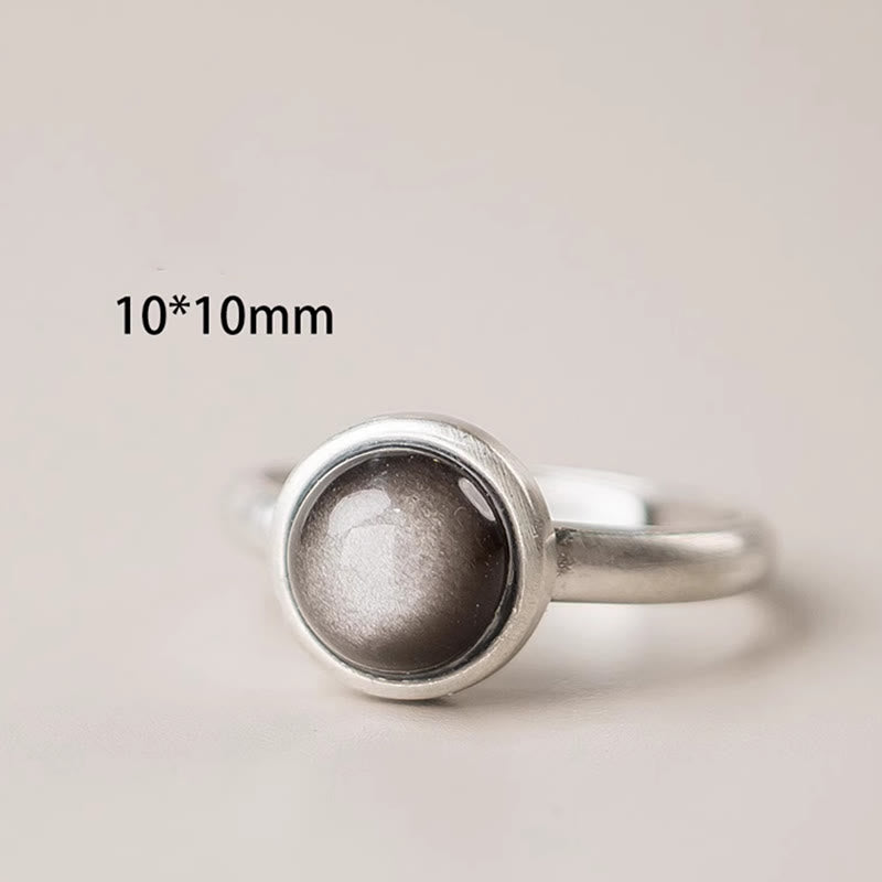 Ring 925 Silber Obsidian Schutz Glück Energie Heilstein Chakra