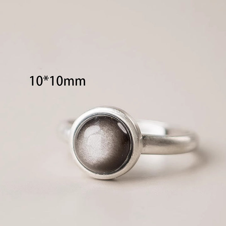 Ring 925 Silber Obsidian Schutz Glück Energie Heilstein Chakra