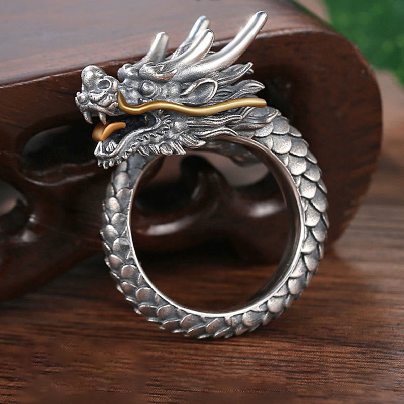 925er Silber Drachen Ring – Schutz Stärke Fengshui Glück Energie