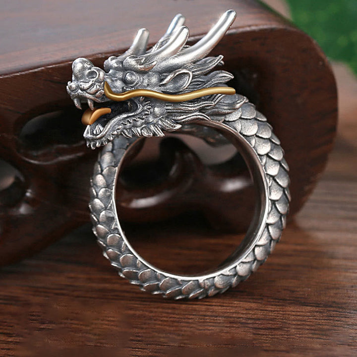 925er Silber Drachen Ring – Schutz Stärke Fengshui Glück Energie