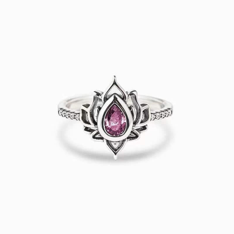 Lotus Ring 925 Silber Zirkon Schutz Segen Design Boho