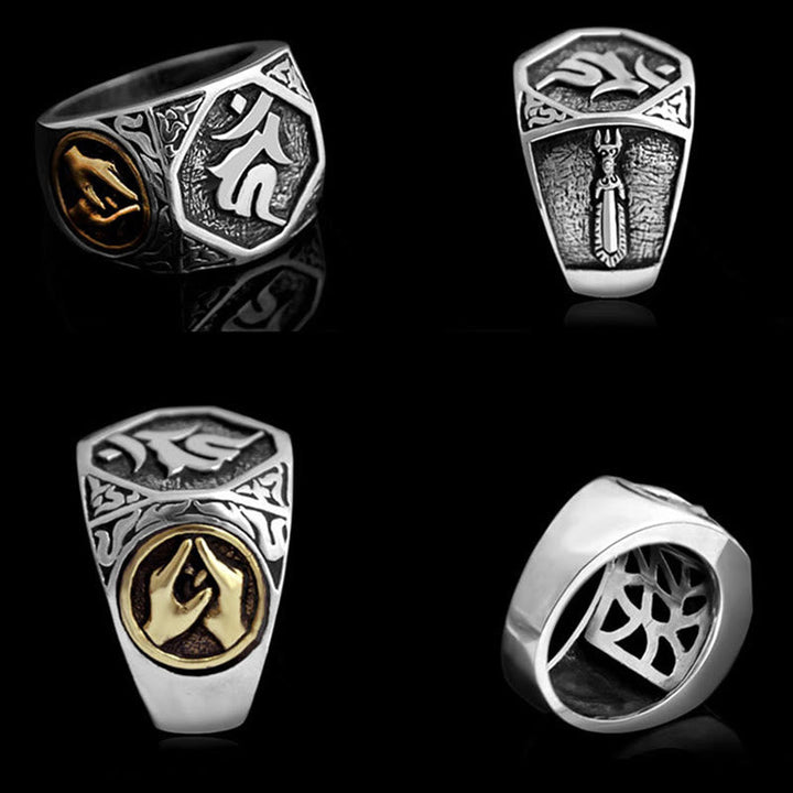 Ring 925 Silber Sanskrit-Design Schutz Glück Ansichten Schmuckring