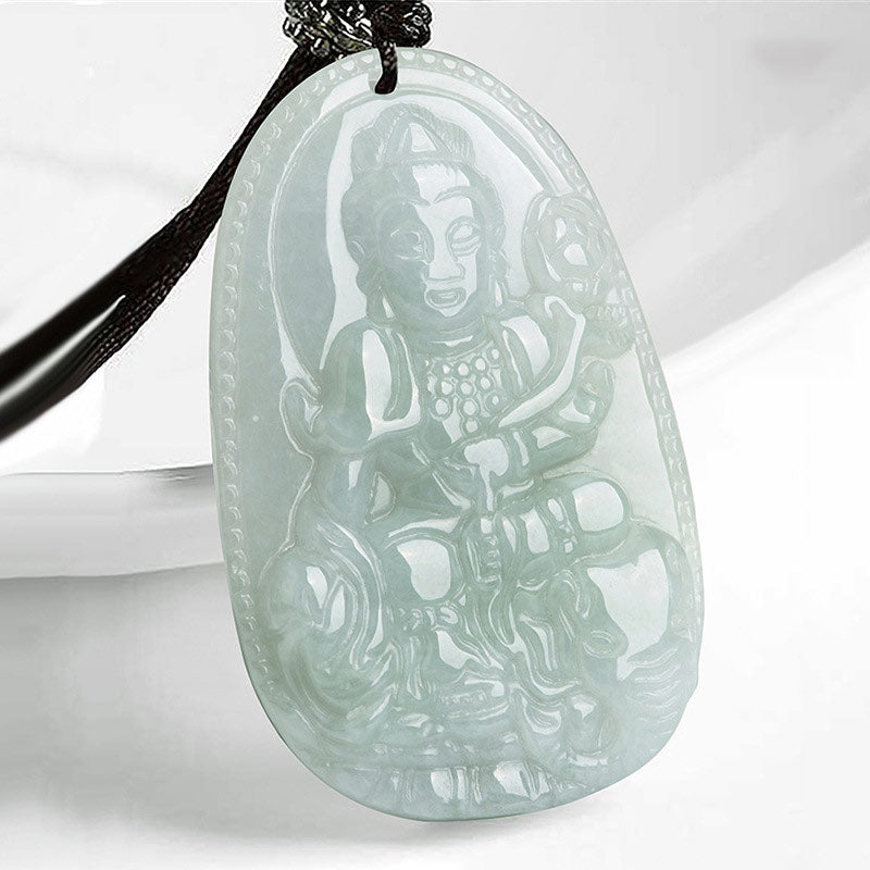 Kette Jade Tierkreis-Buddha Wohlstand Anhänger transluzent grün