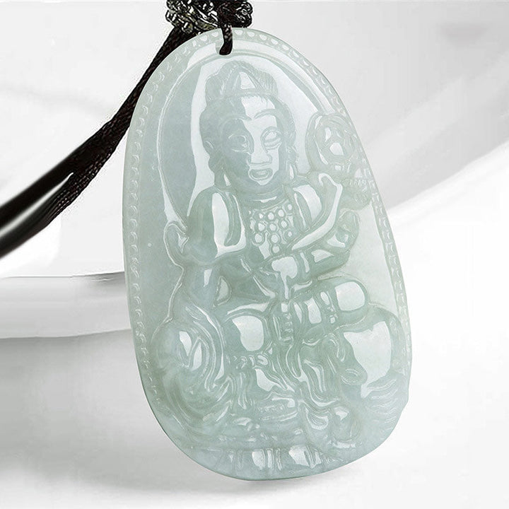 Kette Jade Tierkreis-Buddha Wohlstand Anhänger transluzent grün