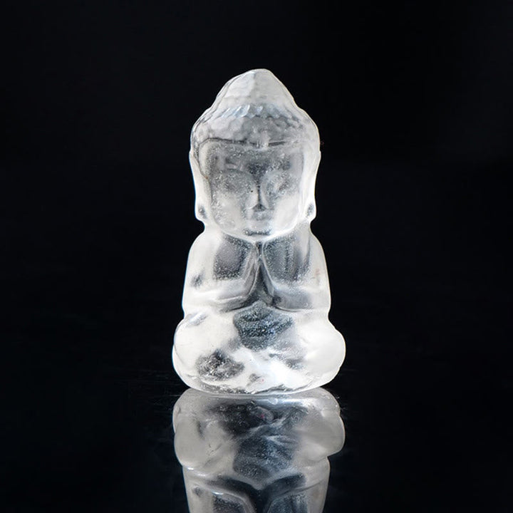 Bergkristall Buddha Figur Meditation transparent Heilstein
