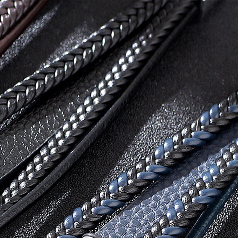 Armband Tigerauge Böses Auge Schutz schwarzes Leder Perlen elastisch.