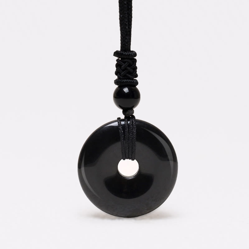 Schwarze Jade Münze Kette Anhänger Naturstein eleganter Look