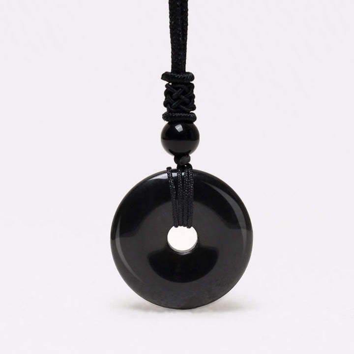 Schwarze Jade Münze Kette Anhänger Naturstein eleganter Look
