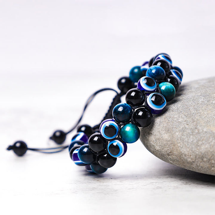 Schutzarmband Tigerauge Blau Schwarz