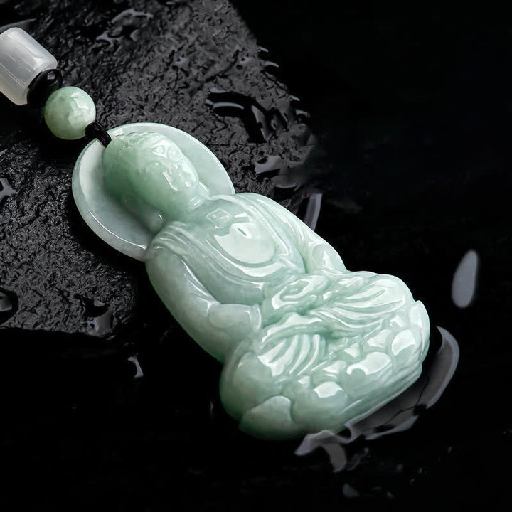 Anhänger Kette Jade Amitabha Buddha Mitgefühl grün