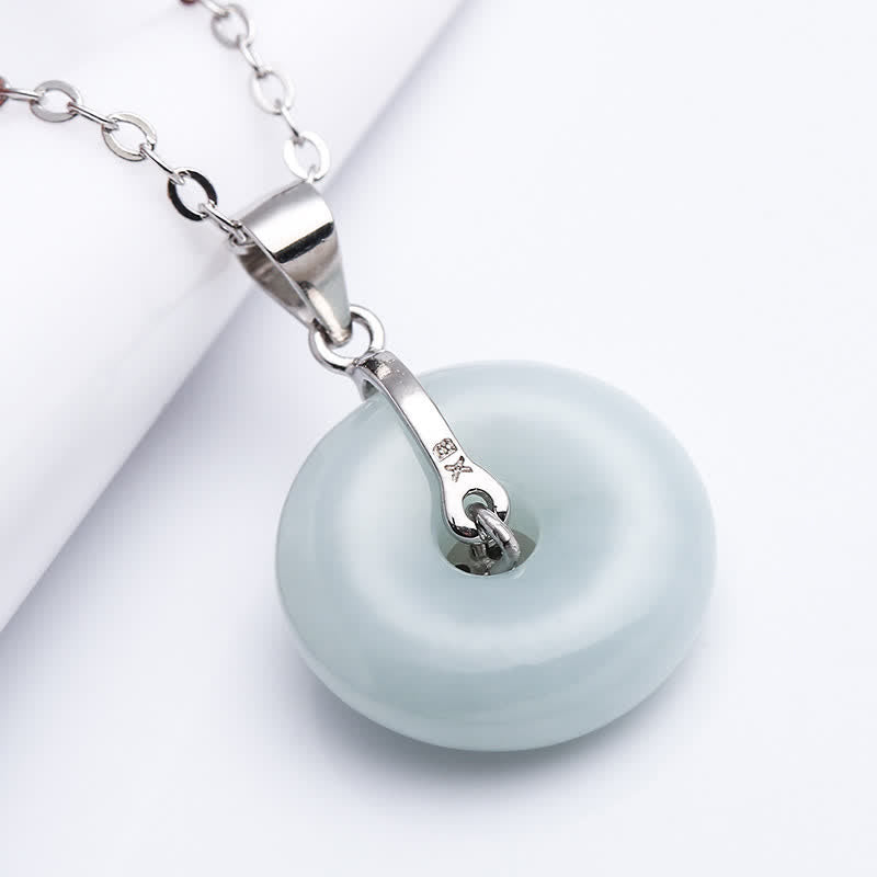 Jade Münze Frieden Anhänger Sterlingsilber Kette