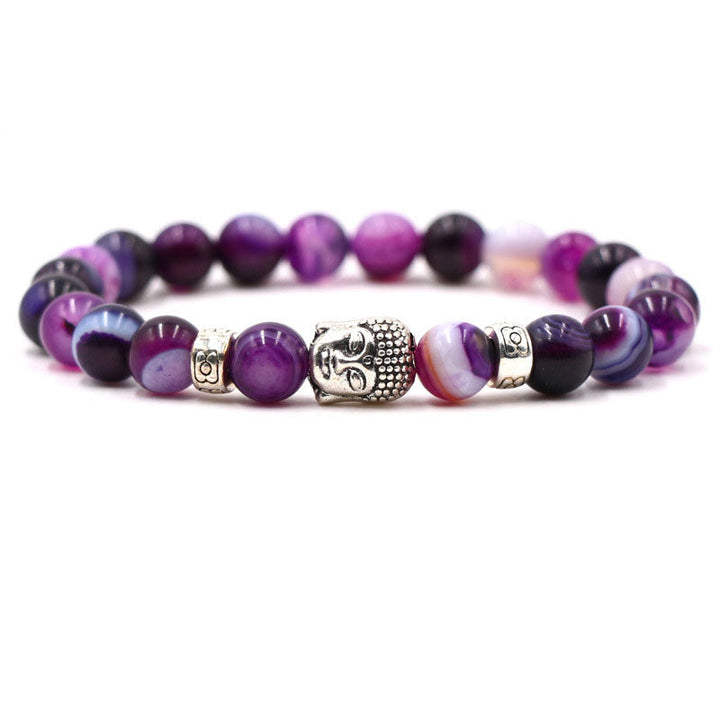 Armband Lila Achat Buddha Perlen - Schutz