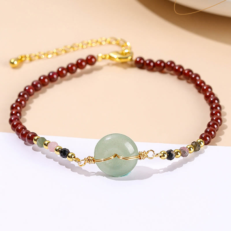 Armband Granat – Frieden & Ruhe mit grünem Jade Stein elegant