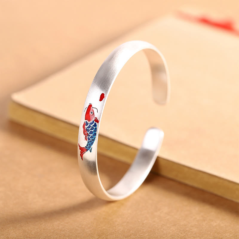 Armband 925 Silber Koi Fisch Rot Blau Glück Energie Handgelenk