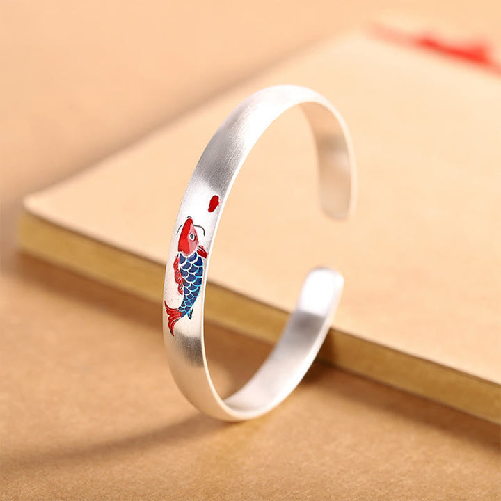Armband 925 Silber Koi Fisch Rot Blau Glück Energie Handgelenk