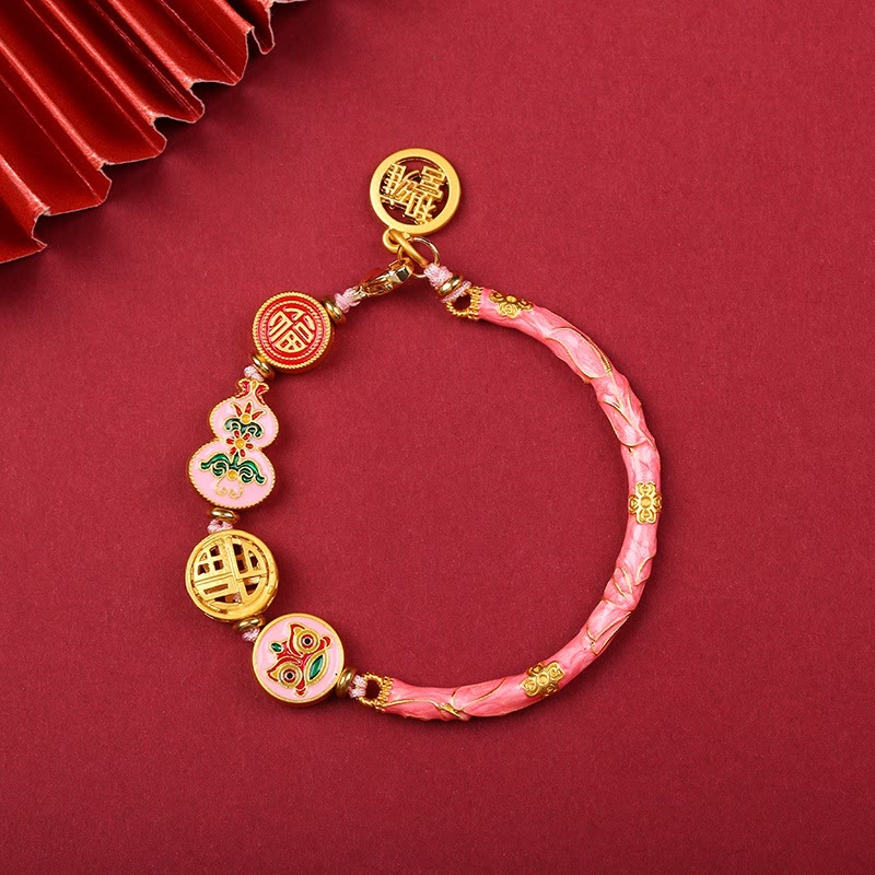 Armband – Glück & Wohlstand Energie rosa Gold Perlen chinesische Münzen