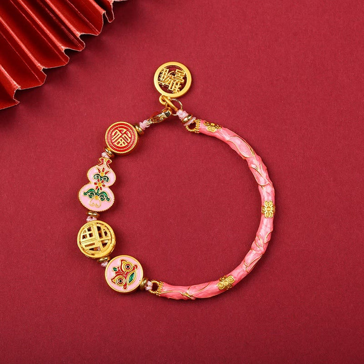 Armband – Glück & Wohlstand Energie rosa Gold Perlen chinesische Münzen