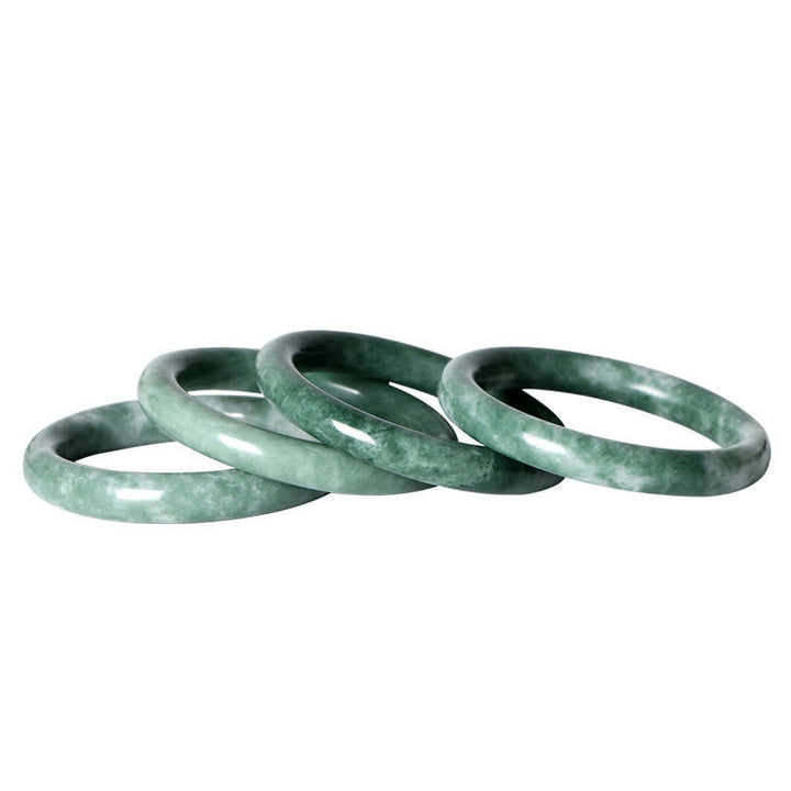 Jade Armband vier grüne Armbänder Naturstein poliert glänzend