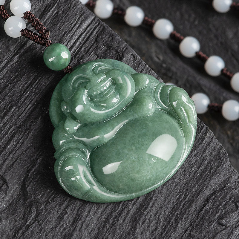 Kette Cyan Jade Lachender Buddha Harmonie Anhänger grün