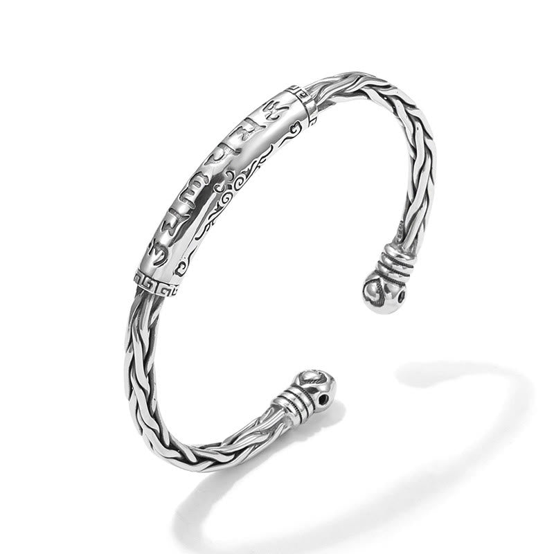 Silbernes geflochtenes Armband Om Mani Padme Hum – Fokus elegant