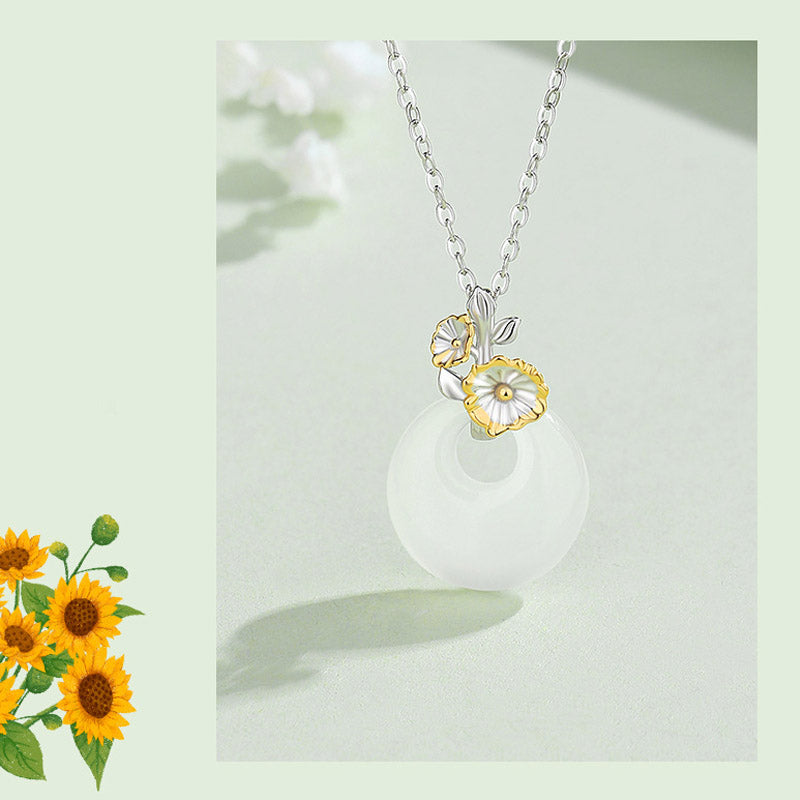 Kette Chalcedon Harmonie Blüten Anhänger Schmuck