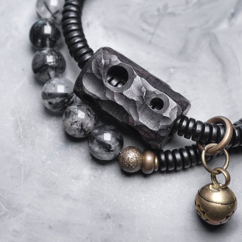 Armband Kupfer Ebenholz Paar Energie schwarze Perlen Totenkopf Schmuck