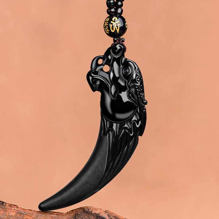 Kette schwarze Jade Drachen Natur Tierkreis Schutz