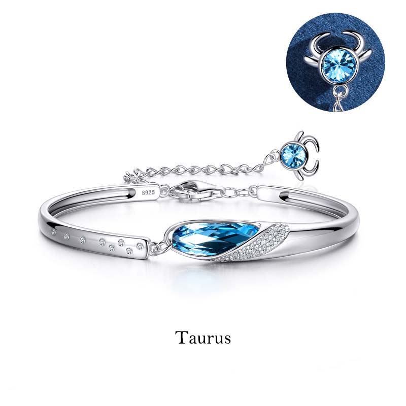Taurus Armband 925 Silber Blauer Kristall Tierkreiszeichen Schmuck