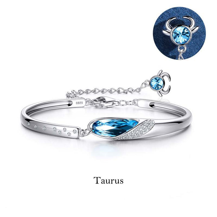 Taurus Armband 925 Silber Blauer Kristall Tierkreiszeichen Schmuck